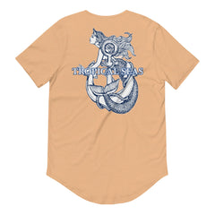 Men's Curved Hem Ancient Mermaid Anchor T-Shirt